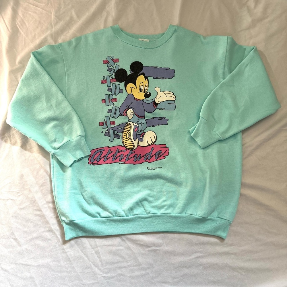 Vintage 80s Mickey Mouse Saturday Attitude Disney Crewneck Sweatshirt M